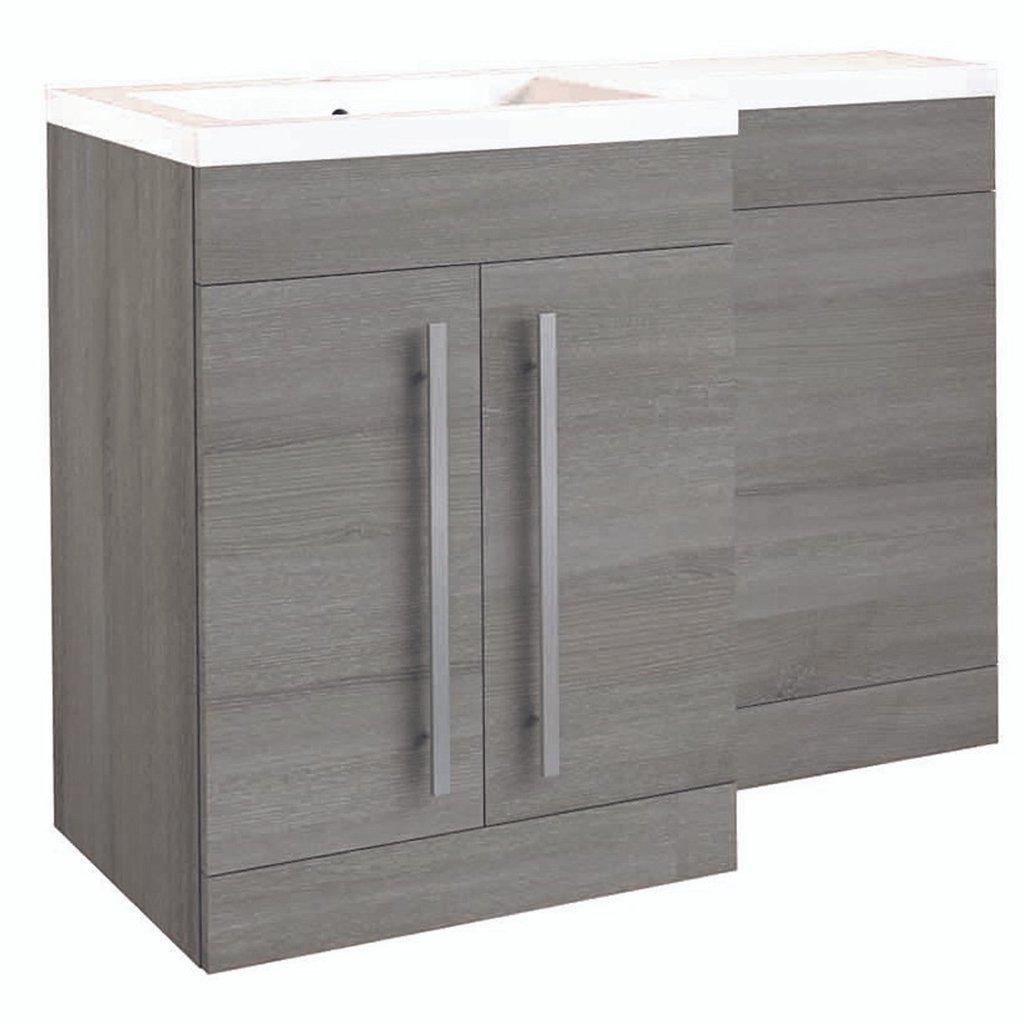 Silver OakRight Hand 2 Door Combo Unit with L Shape Basin 1.1m Wide